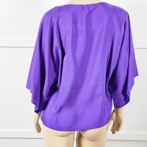 Ralph Lauren Black Label Womens Purple Silk Bateau Neckline Blouse Size 8 - Picture 2 of 11